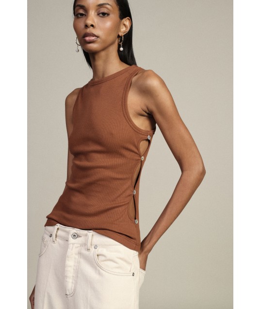 Sleeveless Top With Shaped Side Buttons Dixie