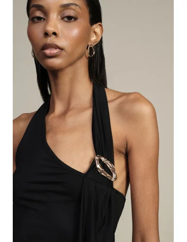 Top asymétrique avec détail broche dorée Dixie