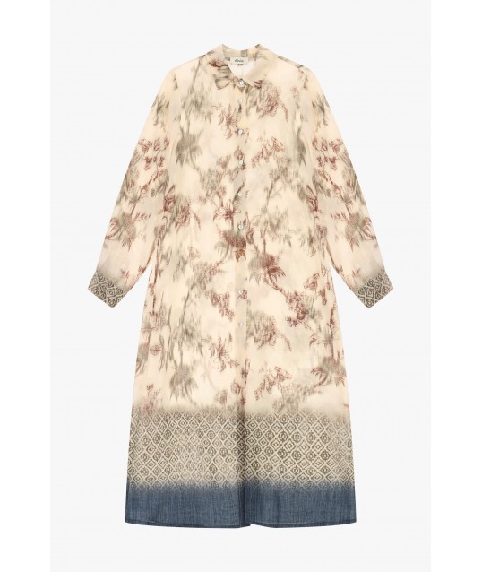 Long Floral Print Dress With Front Buttons Dixie