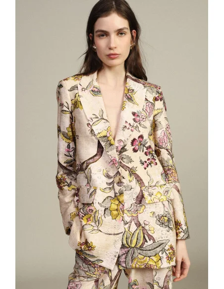 Blazer Fantasia Floreale Monopetto Con Tasche Dixie