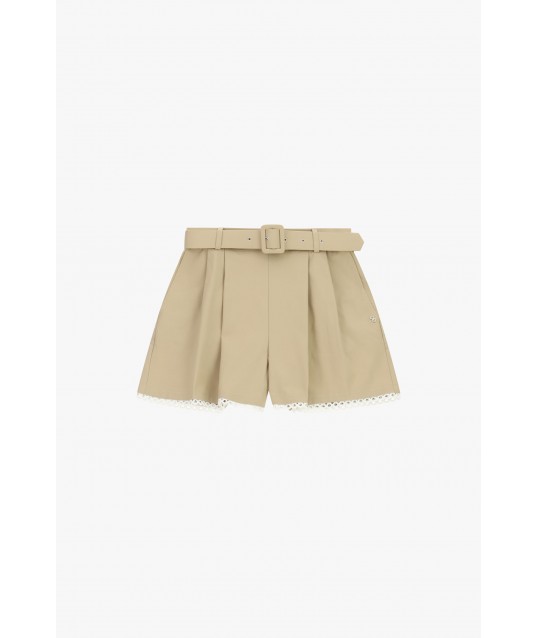 Regular-Fit Shorts With Belt And Perforated Trim Please