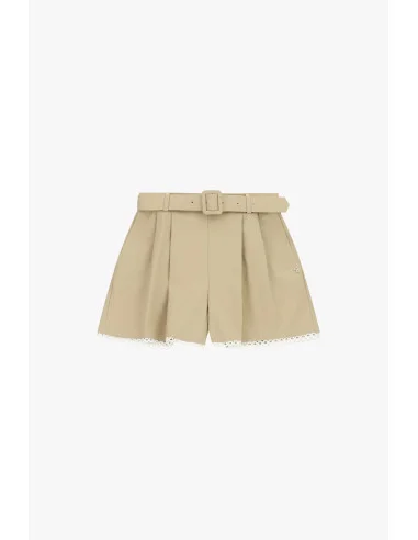 Regular-Fit Shorts With Belt And Perforated Trim Please