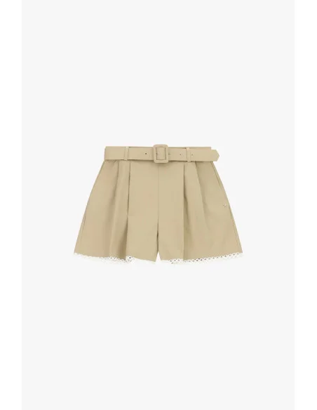 Regular-Fit Shorts With Belt And Perforated Trim Please