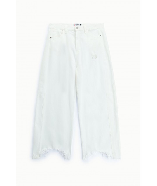 Pantalon taille haute avec ourlet effiloché Please