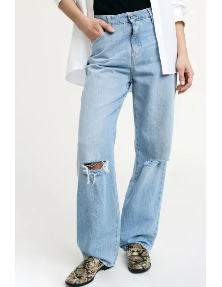 Jeans à jambe large avec liens au genou Please