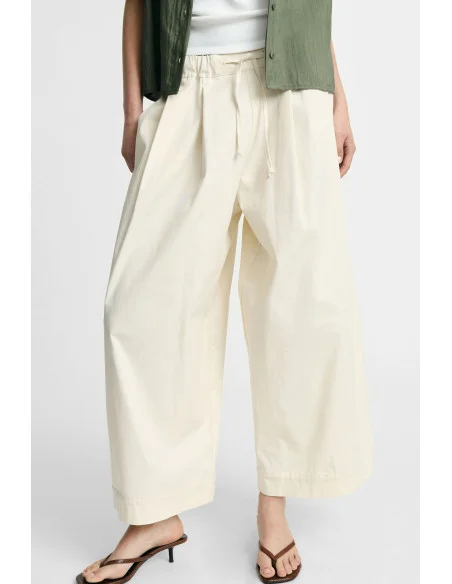 Pantalon palazzo cropped à taille élastiquée Please