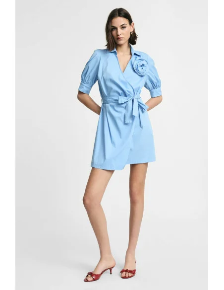 Short Wrap Dress with Belt and Flower Please