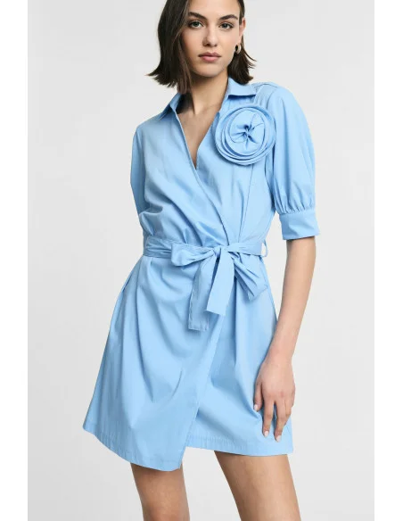 Short Wrap Dress with Belt and Flower Please
