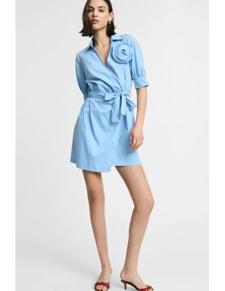 Short Wrap Dress with Belt and Flower Please