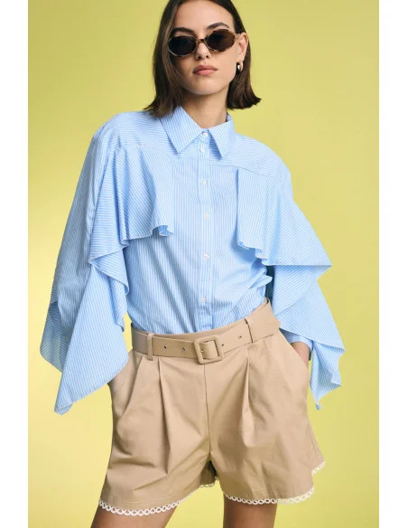 Striped Blouse with Ruffles and Wide Sleeves Please