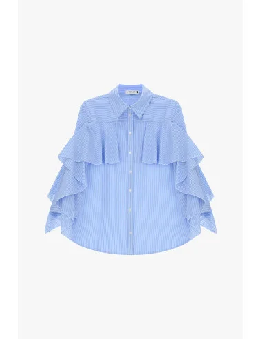 Camicia A Righe Con Balze E Maniche Ampie Please