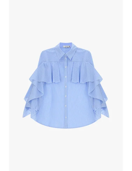 Camicia A Righe Con Balze E Maniche Ampie Please