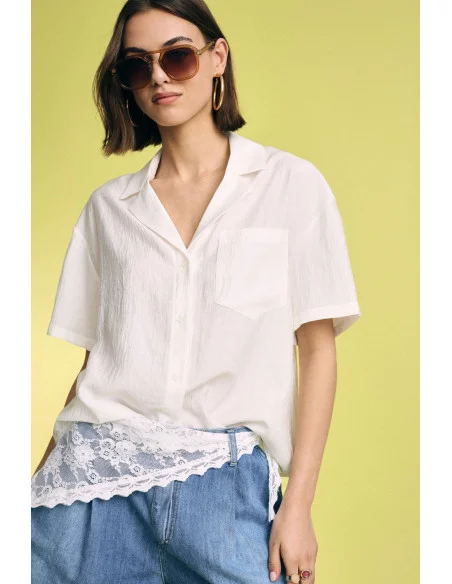 Chemisier boxy court avec poche poitrine Please