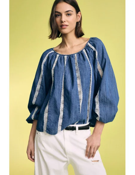 Blusa Ampia Con Inserti A Righe E Maniche Lunghe Please