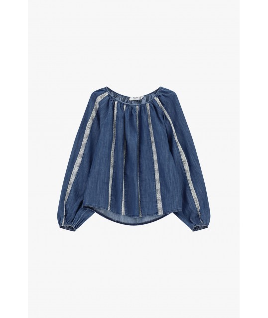 Wide Blouse With Striped Inserts And Long Sleeves Please