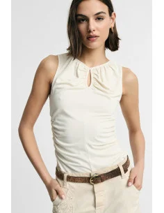 Top sans manches à fronces latérales Please