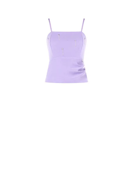 Crop Top Bustier In Technical Fabric With Rhinestones Rinascimento