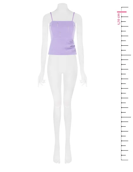 Crop Top Bustier In Technical Fabric With Rhinestones Rinascimento
