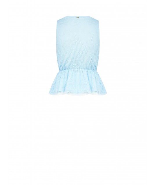 Rinascimento Cross V-Neck Lace Peplum Top