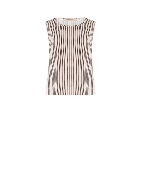 Rinascimento Striped Satin Wide Sleeveless Top