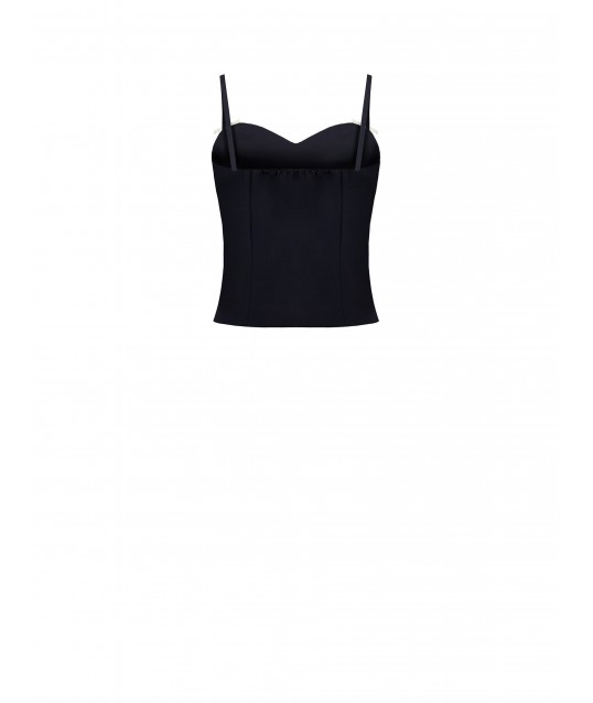 Technical Fabric Bustier Top With Rhinestone Bow Pins Rinascimento