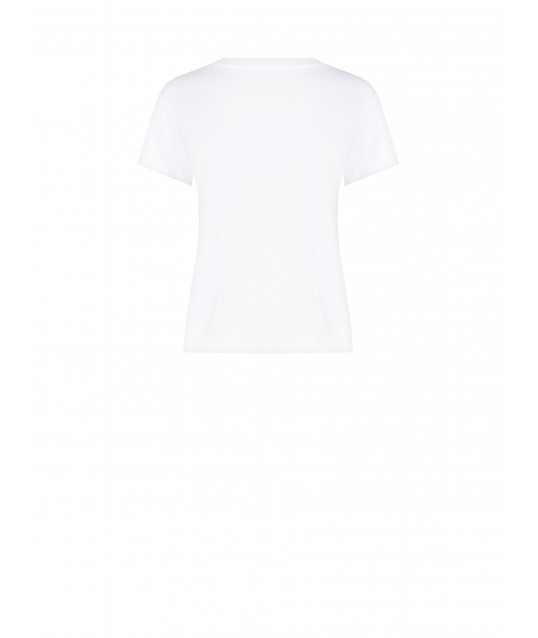 Grand T-Shirt en coton avec imprimé lapin et perles Rinascimento