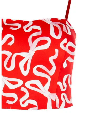 Bustier Crop Top with Bow Pattern Rinascimento