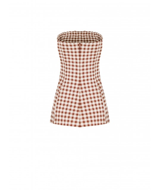 Rinascimento Check Print Long Bandeau Top