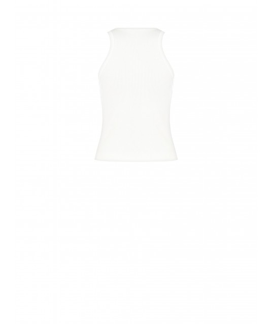 Embroidered Lilac Rinascimento Cotton Seamless Top with Slogan