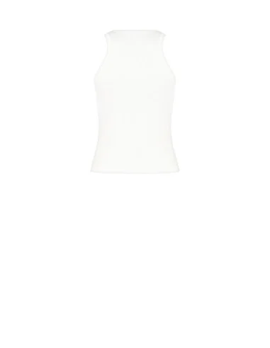 Top brodé en coton Rinascimento Lilas sans couture avec Slogan