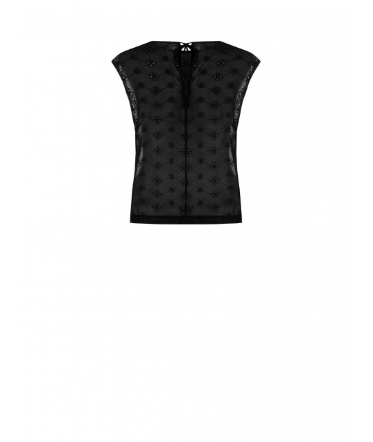 Blusa Ampia In Georgette Ricamata A Fiori Rinascimento