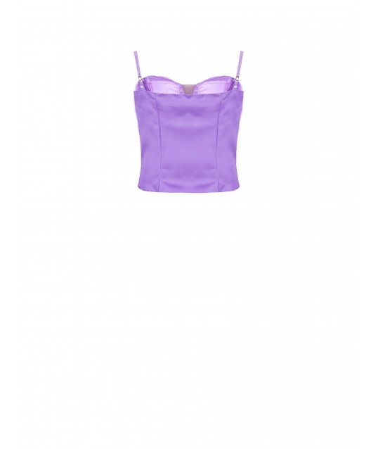 Crop Top Bustier In Tulle Con Rose Rinascimento