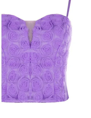 Crop Top Bustier In Tulle Con Rose Rinascimento
