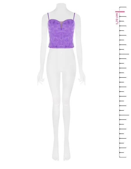 Tulle Bustier Crop Top With Roses Rinascimento