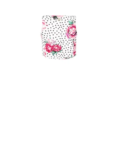 Crop Top Bustier Stampa Fiori E Pois In Tessuto Crepe Con Scollo Quadrato E Zip Laterale Rinascimento