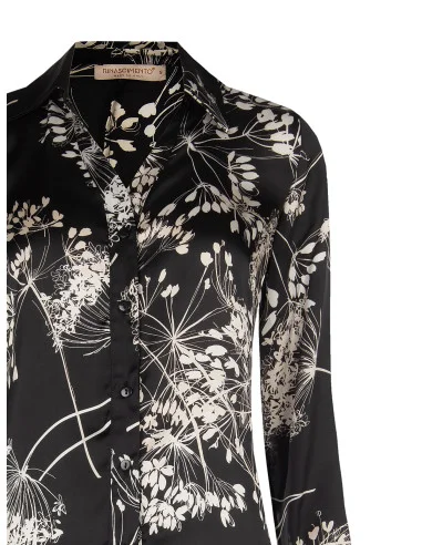 Camicia Sfiancata Ampia In Raso Stampato Rinascimento