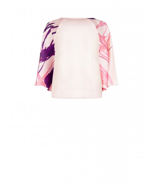 Wide Satin Blouse With V-Neck And Butterfly Sleeves Rinascimento