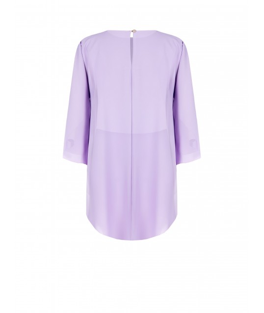 Wide Asymmetrical Satin Blouse With Sleeves Mantle Effect Rinascimento