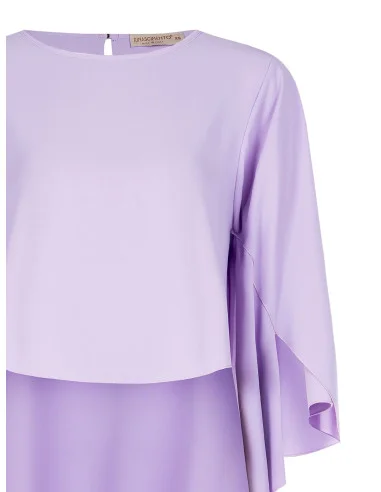Blusa Ampia Asimmetrica In Raso Con Maniche Effetto Mantella Rinascimento