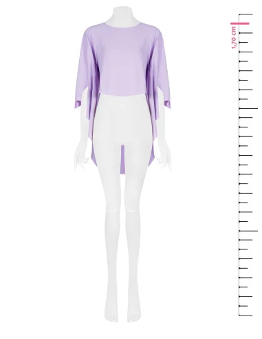 Wide Asymmetrical Satin Blouse With Sleeves Mantle Effect Rinascimento