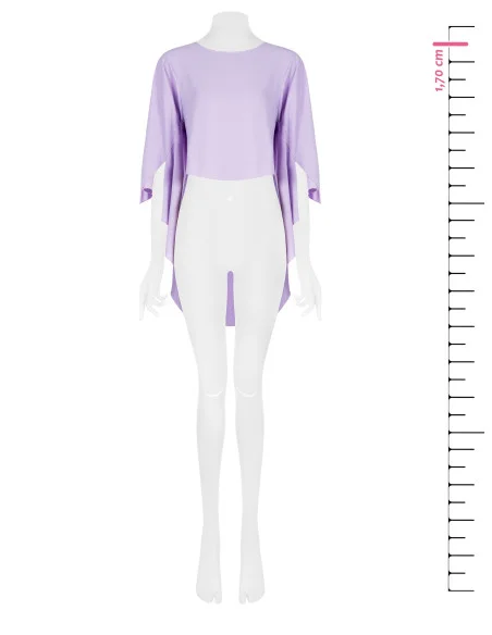 Blusa Ampia Asimmetrica In Raso Con Maniche Effetto Mantella Rinascimento