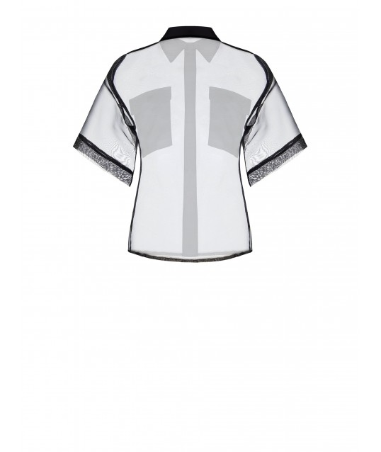 Square Organza Shirt With Satin Pockets With Logo Rinascimento