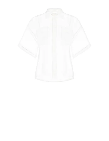 Camicia Quadrata In Organza Con Tasche In Raso Con Logo Rinascimento