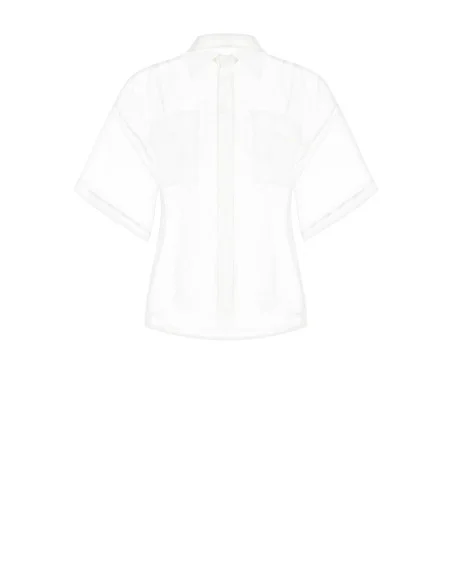 Square Organza Shirt With Satin Pockets With Logo Rinascimento