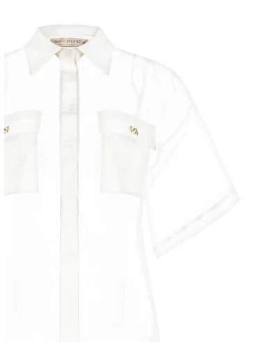 Square Organza Shirt With Satin Pockets With Logo Rinascimento