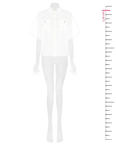 Chemise carrée en organza avec poches en satin avec logo Rinascimento