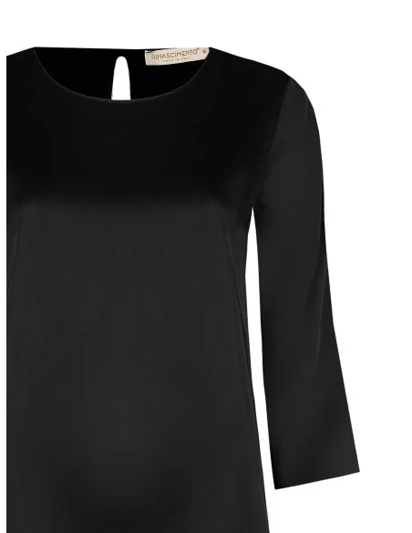 Wide Square Satin Blouse With 3/4 Length Sleeves Rinascimento
