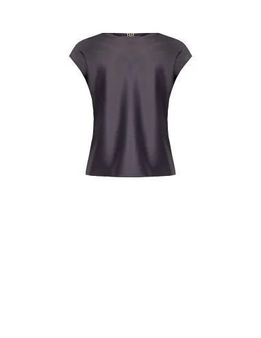 Blouse à col en V en satin fluide Rinascimento