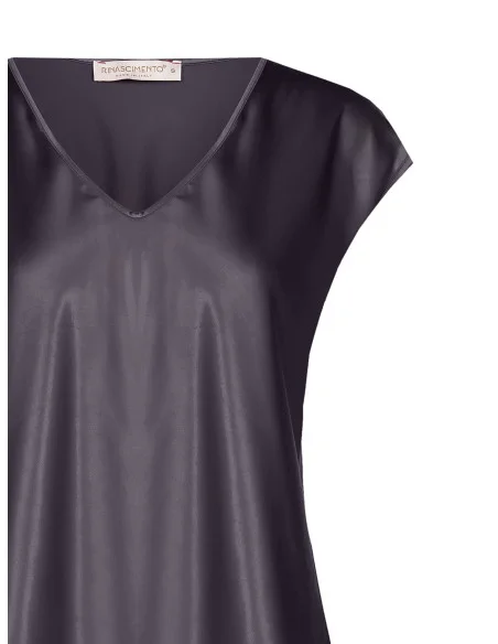 Blusa Sfiancata Fluida In Raso Con Scollo A V Rinascimento