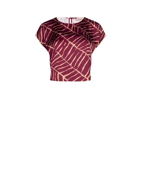 Rinascimento Printed Satin Short Sleeve Blouse